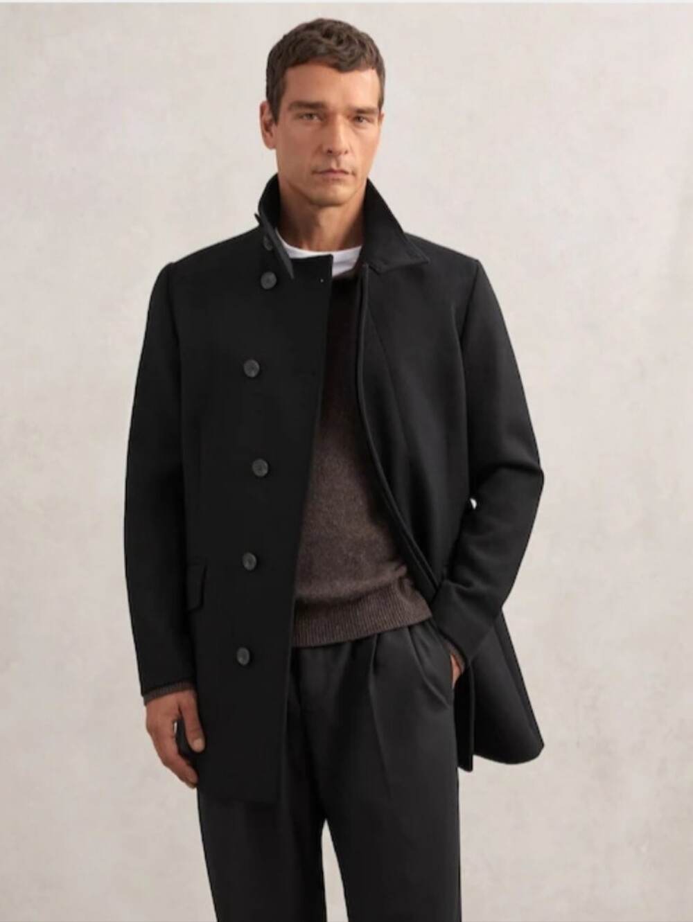 Reiss Men's Wool Blend Black Coast Medium